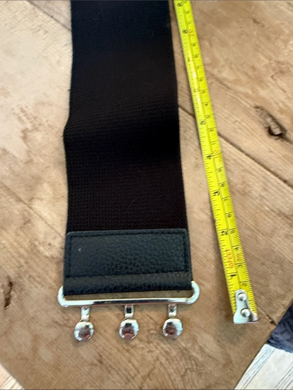 Men's Black Elastic Waist Belt with Metal Hook Closure
